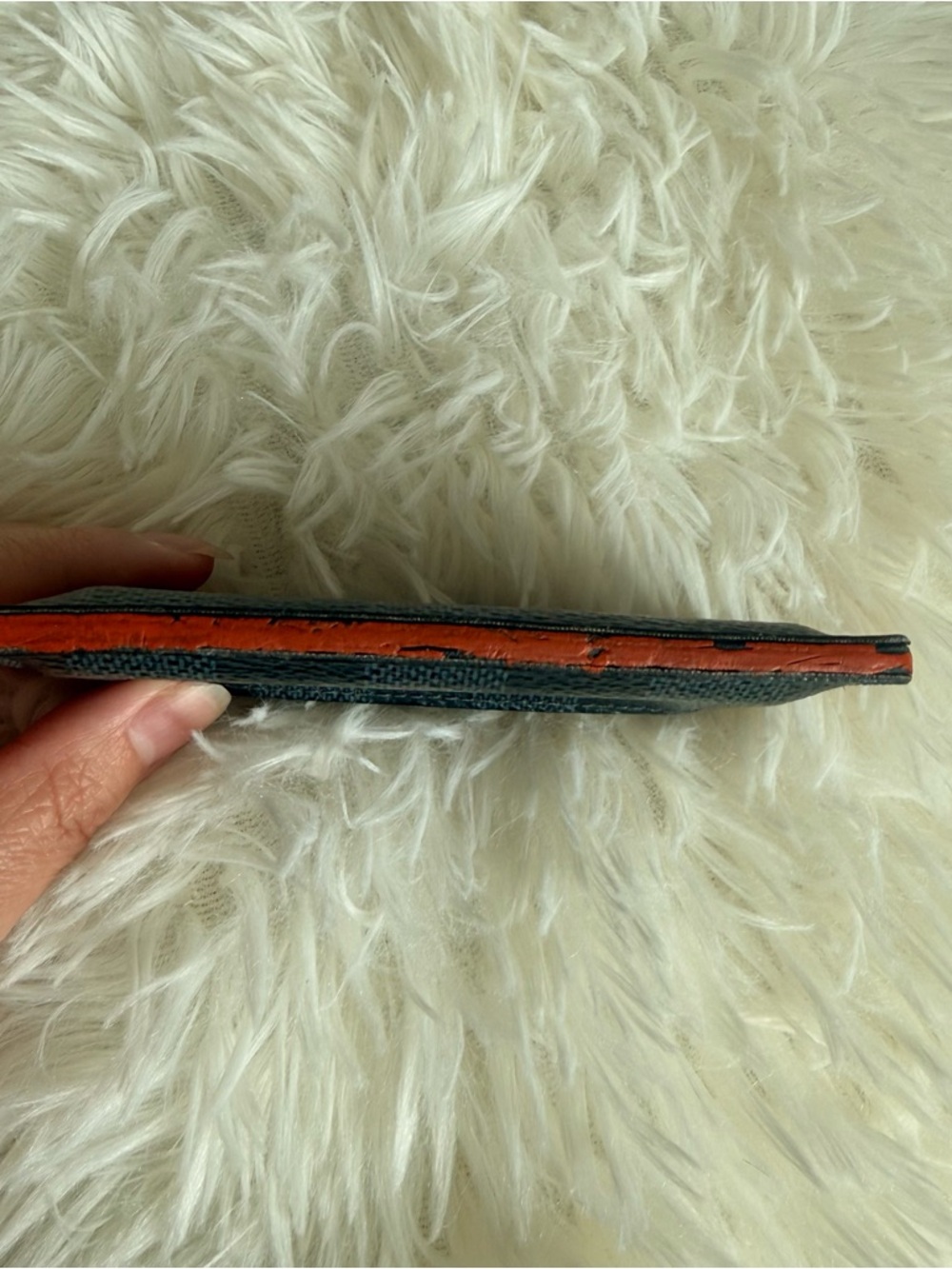 Louis Vuitton Black Damier Cobalt Card Holder with Orange Logo Stripe - “Race” - Picture 7 of 7